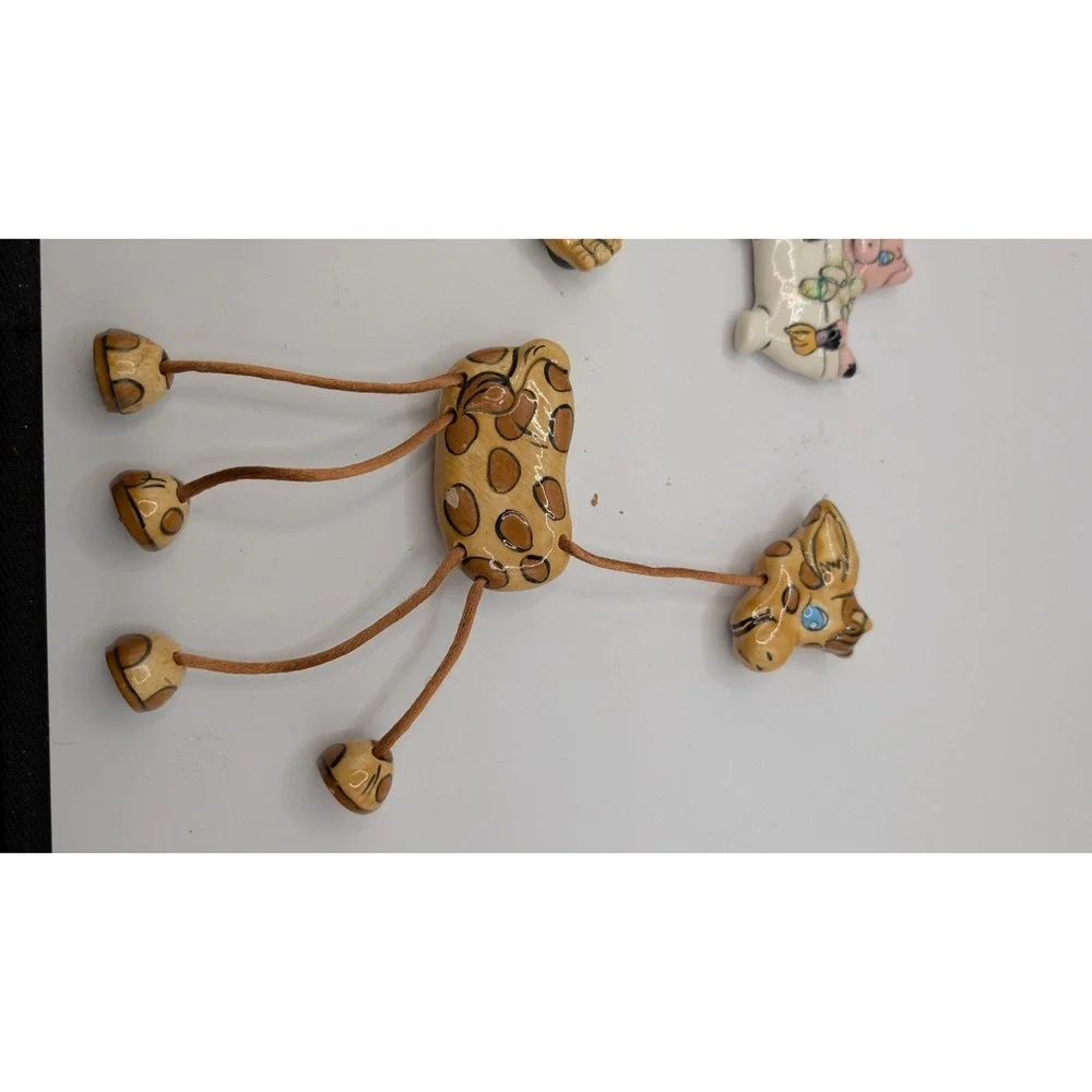 Vintage Whimsical Ceramic Fridge Magnets Lot of 3 - Monkey, Giraffe & Tub in Pig